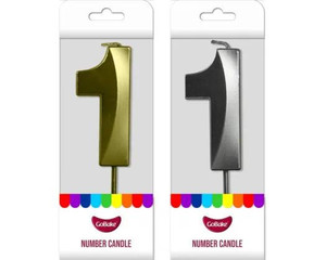Go Bake GoBake Number Candle – 1, gold and silver number 1 candles on packaging for celebration and birthday decor. Go Bake GoBake Number Candle – 1, gold and silver number 1 candles on packaging for celebration and birthday decor.