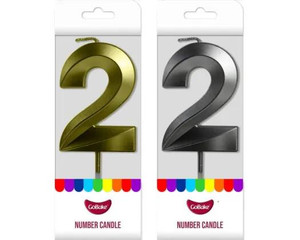 Go Bake GoBake Number Candle – 2, gold and silver number candles for birthday celebrations, in decorative packaging. Go Bake GoBake Number Candle – 2, gold and silver number candles for birthday celebrations, in decorative packaging.