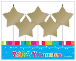 Gold Star Party Candles – 5 Pack (Metallic) - The Cake Mixer Gold Star Party Candles – 5 Pack (Metallic) - The Cake Mixer