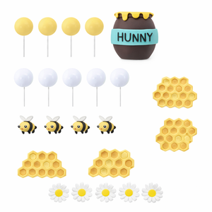 Honey Bee Theme Cake Decoration Set – 24 Pieces