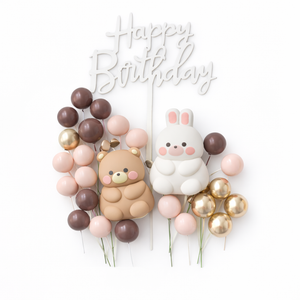 Bear and Bunny Ball Cake Decorations Set