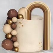 Neutral Rainbow Ball Cake Decorations Set
