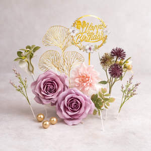 Luxury Gold Happy Birthday Cake Topper Set