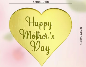 Gold acrylic heart Happy Mother’s Day cake topper