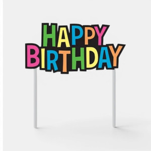 happy birthday rainbow cake topper with colourful lettering for party cake decoration