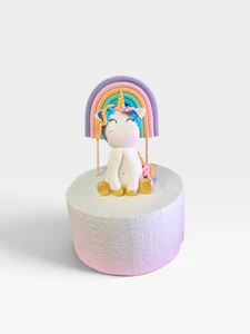 Handmade Gumpaste Unicorn & Rainbow Cake Topper Set