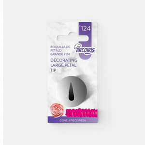 Arcoiris No.124 Large Petal Piping Tip for creating large buttercream roses, peonies, flower petals and decorative cake ruffles.