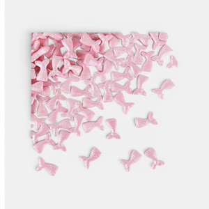 Pink edible mermaid tail sprinkles with pearlescent finish for mermaid themed cake decorating