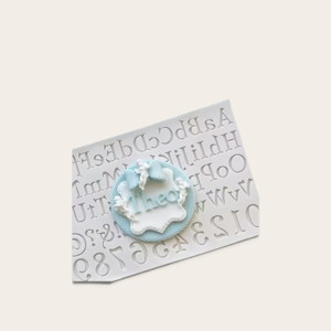 Alphabet and Number Silicone Mould with uppercase and lowercase serif letters, numbers and symbols for personalised cake decorating