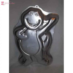 Barney Cake Tin Hire, a metal cake baking tin shaped like the cartoon character Barney the Dinosaur with a smiling face and a playful pose. Barney Cake Tin Hire, a metal cake baking tin shaped like the cartoon character Barney the Dinosaur with a smiling face and a playful pose.