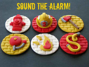 Handmade Fireman Edible Cupcake Toppers. Handmade Fireman Edible Cupcake Toppers.