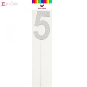Number 5 Silver Card Cake Topper Number 5 Silver Card Cake Topper