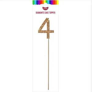 Number 4 Gold Diamante Cake Topper. Glitz and Glamour Number 4 Gold Diamante Cake Topper. Glitz and Glamour