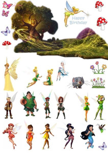Tinkerbell Scene Edible Premium Wafer Paper Cake Topper Tinkerbell Scene Edible Premium Wafer Paper Cake Topper