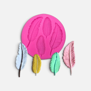 Silicone Feather Mould with four detailed feather designs for fondant and gumpaste cake decorating