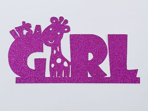 "It's a Girl" Glitter Hot Pink Cake Topper (Card 130x55mm) "It's a Girl" Glitter Hot Pink Cake Topper (Card 130x55mm)