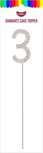 Number 3 Silver Diamante Cake Topper. Glitz and Glamour Number 3 Silver Diamante Cake Topper. Glitz and Glamour