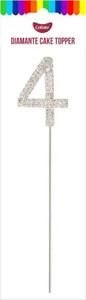 Number 4 Silver Diamante Cake Topper. Glitz and Glamour Number 4 Silver Diamante Cake Topper. Glitz and Glamour