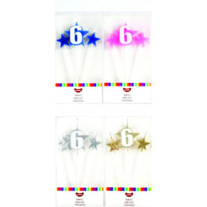 Go Bake Number 6 Candle With Stars on Picks Go Bake Number 6 Candle With Stars on Picks