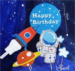 Space Theme Card Cake Topper Set Space Theme Card Cake Topper Set