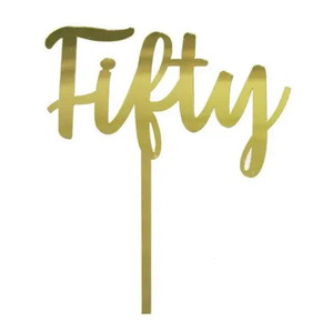 Acrylic Fifty Gold Cake Topper Acrylic Fifty Gold Cake Topper