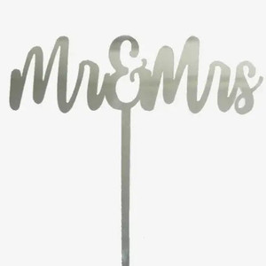 Mr & Mrs Silver Acrylic Cake Topper Mr & Mrs Silver Acrylic Cake Topper