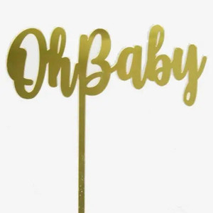Acrylic Oh Baby Gold Cake Topper, Mirror finish Acrylic Oh Baby Gold Cake Topper, Mirror finish