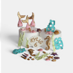 Handmade fondant under the sea mermaid cake decoration set
