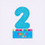 Blue glitter number 2 birthday cake candle