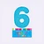Blue glitter number 6 birthday cake candle