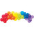 Rainbow balloon garland decoration featuring bright red, orange, yellow, green, blue and purple balloons.