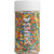 Go Bake Rainbow Confetti Shapes Sprinkles in shaker container featuring colourful flat sugar decorations for cakes, cupcakes and cookies.