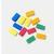 Handmade edible fondant LEGO-style bricks in assorted bright colours for decorating birthday cakes and cupcakes.