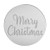 Round Merry Christmas acrylic cupcake disc featuring elegant script lettering in a silver-grey finish, ideal for festive cupcake decorations.