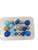 Blue and gold ball cake decorations 25 piece wired set
