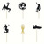 Pack of 12 soccer cupcake toppers featuring football players, footballs, boots and trophy designs for sports-themed celebrations.