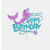 Purple and turquoise glitter Mermaid Happy Birthday cake topper with mermaid silhouette and starfish accents.