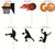 Basketball cupcake toppers pack of 12 featuring hoops, flaming basketballs, player silhouettes and sports-themed decorations