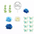 Blue Floral Cake Topper Set