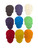 The Cake Mixer Sugar Skull Fondant Toppers – 12 Pack (Assorted Colours), colorful sugar skull cake decorating toppers in black, purple, white, blue, green, red, yellow, and orange.