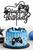 Gaming happy birthday cake topper with game controller design displayed on a blue and black gaming themed birthday cake.