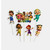 Cocomelon cake topper set with character picks and Happy Birthday sign for children's birthday cakes