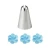 Stainless steel 2D closed star piping nozzle creating blue buttercream flower swirls
