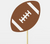 Brown rugby ball cupcake topper with white detailing on a stick, perfect for rugby-themed cakes and cupcakes