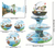 Three-tier fishing party cupcake stand with Gone Fishing theme, boats, fish and fishing rod artwork