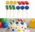 Pack of 12 Lego-inspired glitter cupcake toppers featuring colourful building block pieces and smiling character faces