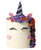 PME Cake-a-Face Halloween Witch Unicorn Edible Cake Decorations 7-piece set featuring a black and purple witch hat horn, unicorn ears, eyelashes and pink cheeks.