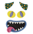PME Cake-a-Face Halloween Monster Edible Cake Decorations 5-piece set with yellow monster eyes, purple pupils, large toothy mouth, pink tongue and colourful horns.