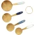 Wilton Gold Measuring Cups 4 Piece Set featuring nesting gold-coloured measuring cups with a snap-on storage ring, ideal for baking and cooking.
