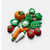 Handmade gumpaste vegetable cake decorations featuring pumpkins, cabbages, tomatoes, carrots, potatoes and pea pods for gardening-themed cakes.